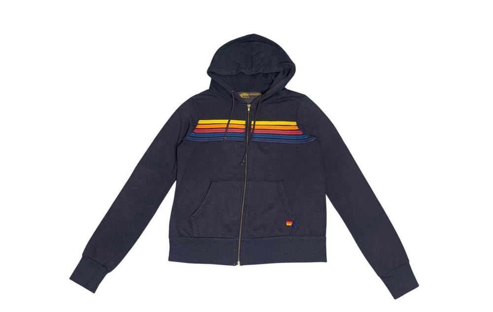 Aviator Nation Rainbow Stripe Zip Hoodie